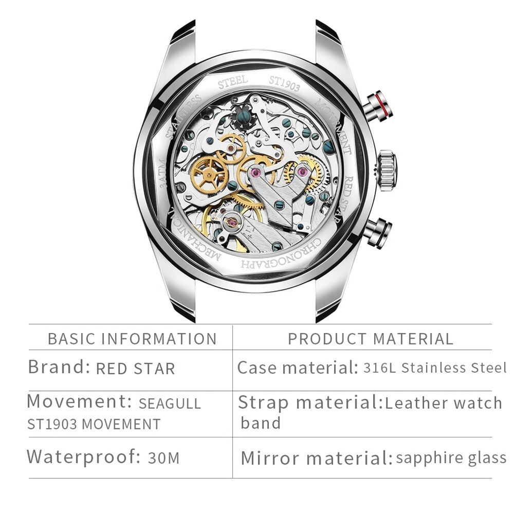K1903 Mechanical Wristwatch Seagull-Movement