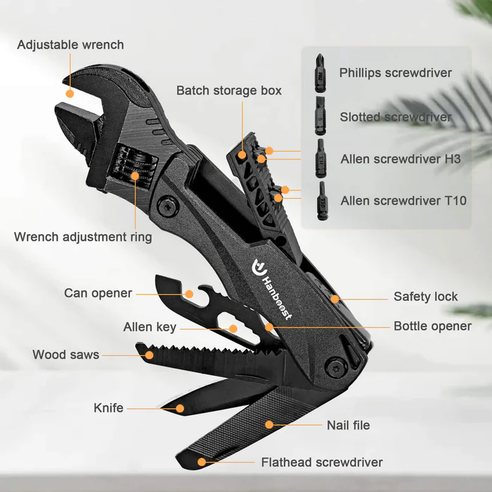 Hanboost 12 In 1 Multitool Wrench EDC Gadget for Outdoor Camping