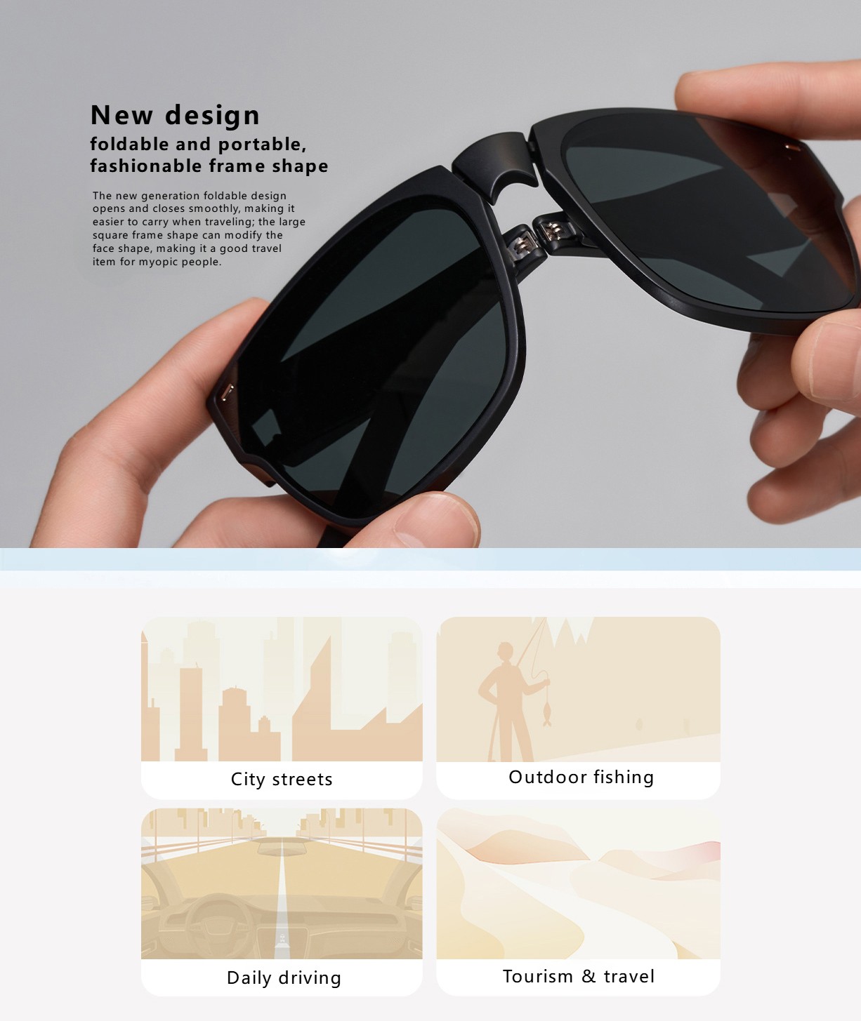 Folding polarized sunglasses