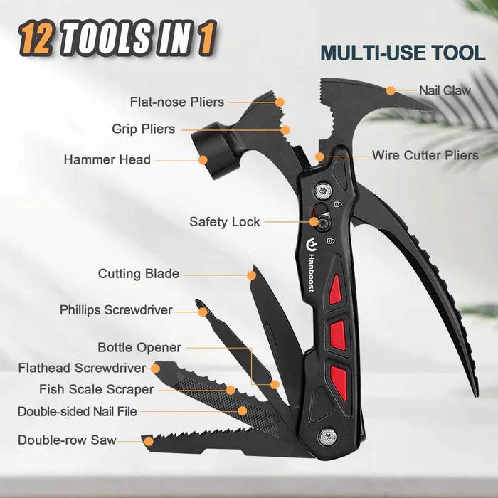 Hanboost H1 Multi Tool Hammer 12 in 1 with Safety Lock
