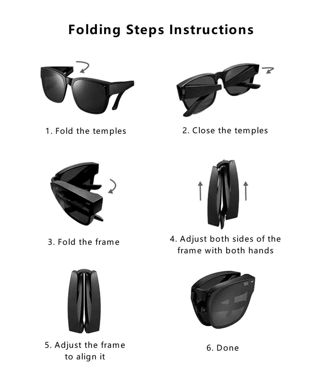 Folding polarized sunglasses
