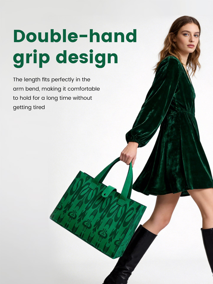 KUZNEY- Silk Printed Bags Felt Tote Bag