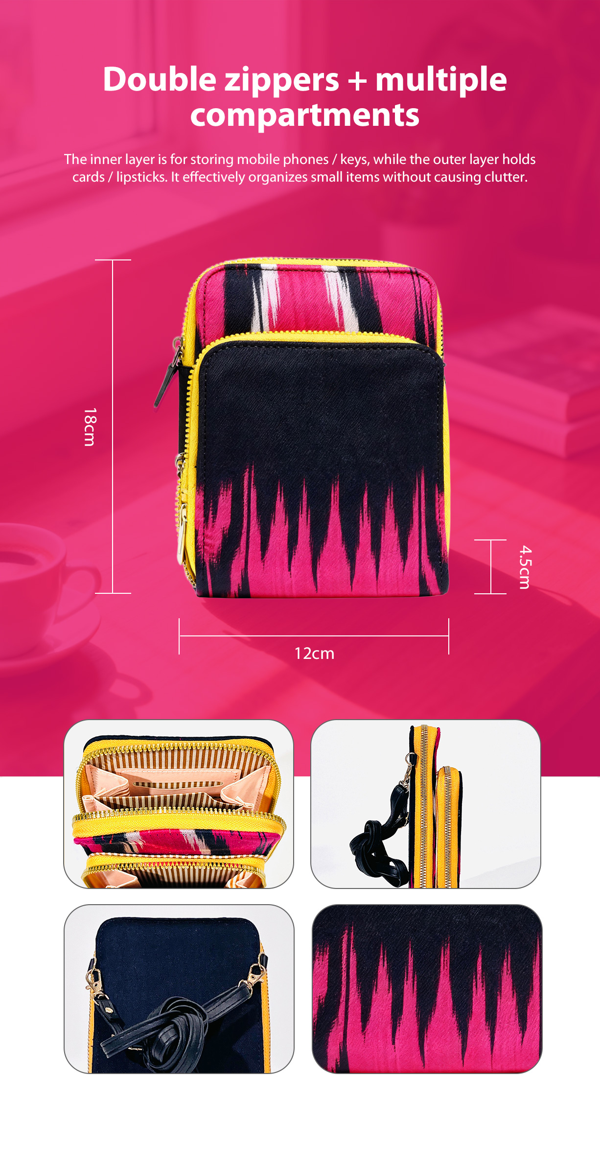 KUZNEY-Atlas silk Made from mulberry silk, Double-layer wallet