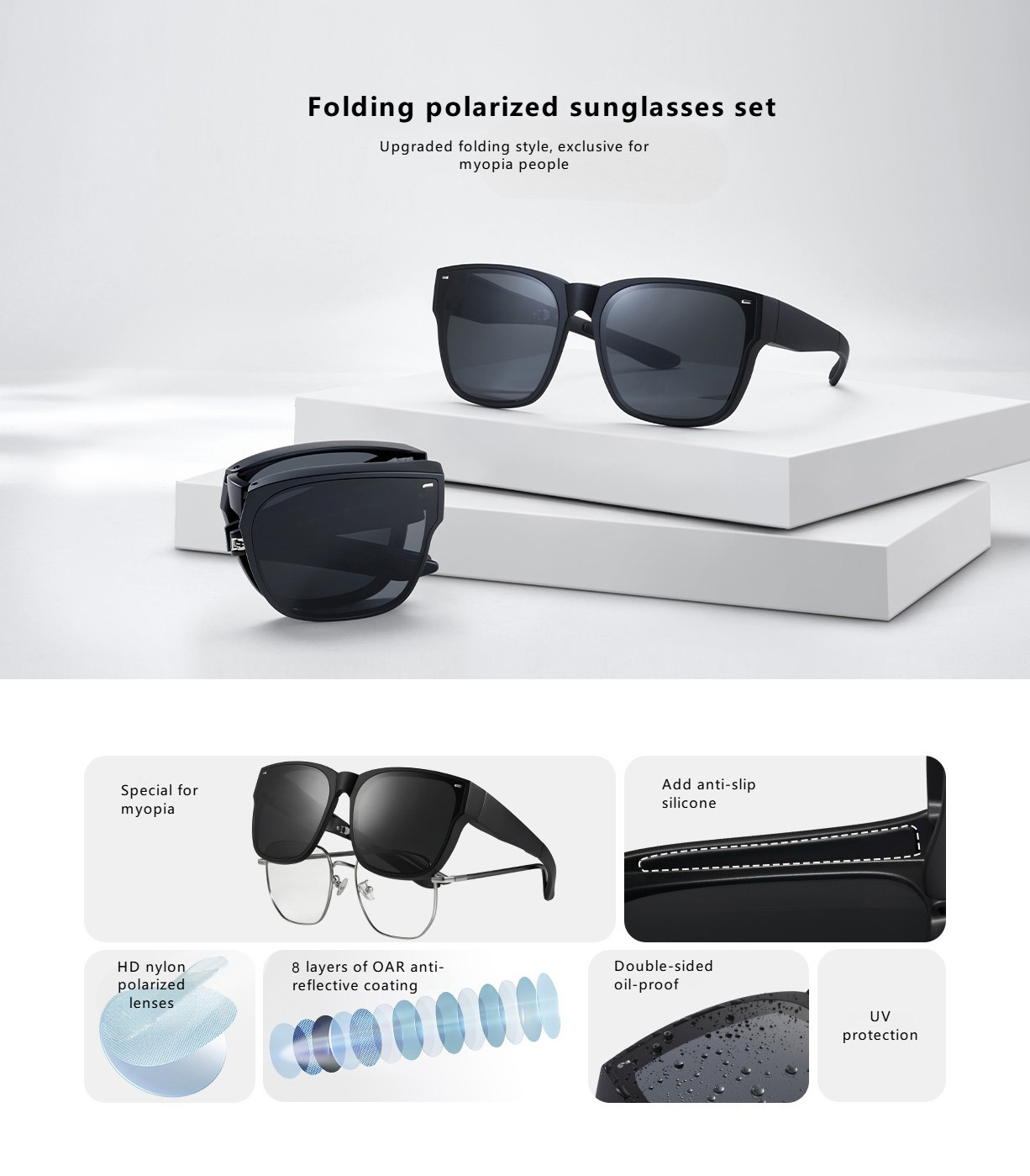 Folding polarized sunglasses
