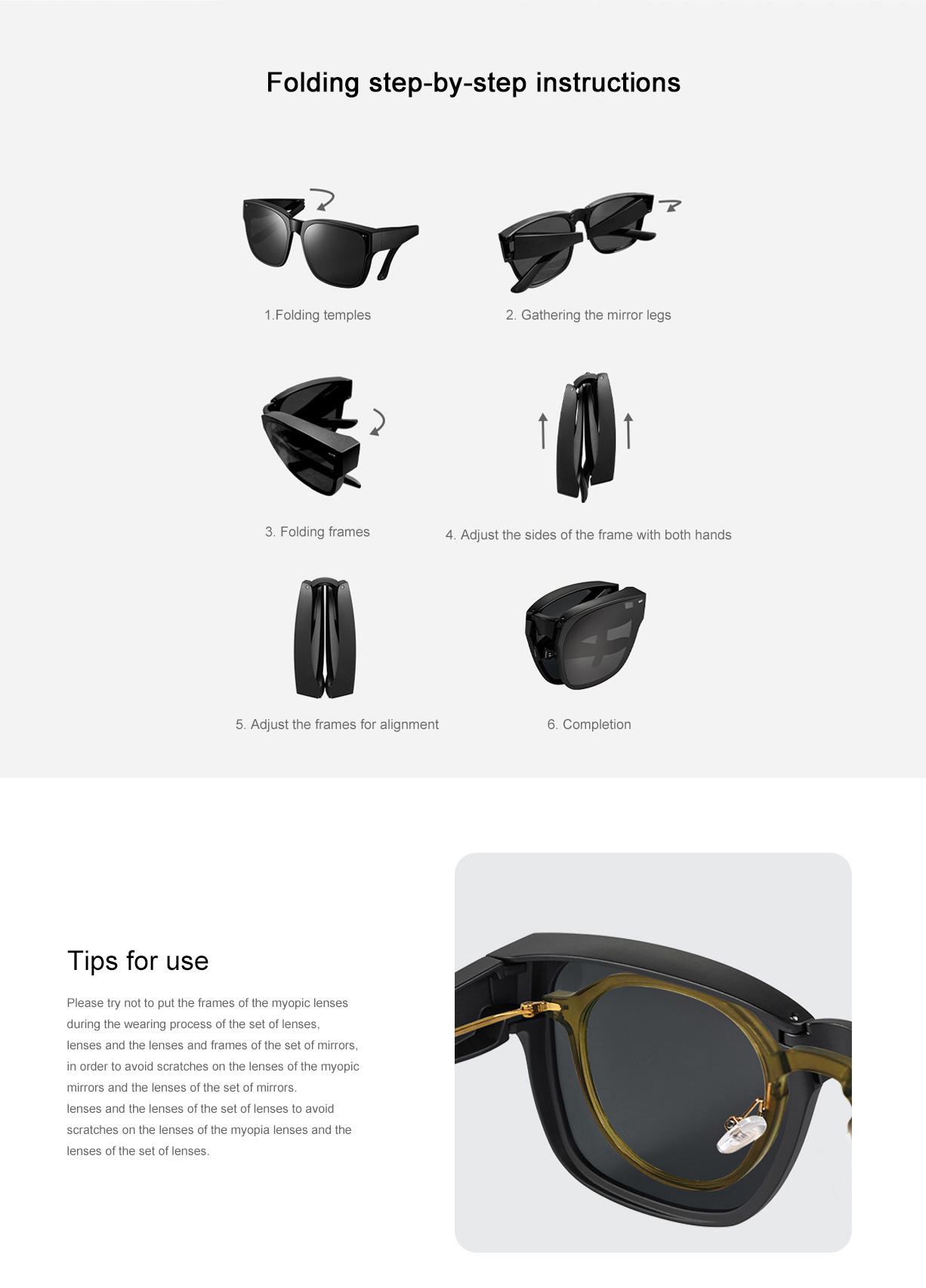 Folding polarized sunglasses