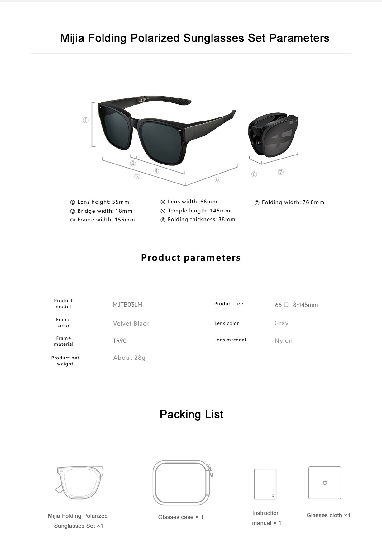 Folding polarized sunglasses