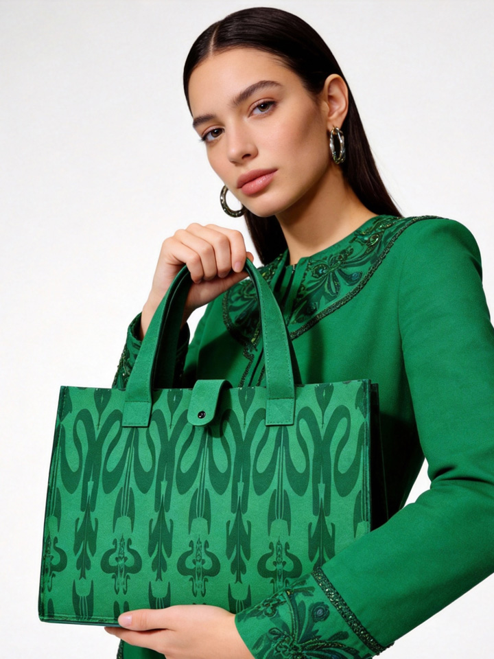 KUZNEY- silk Printed bags felt tote bag