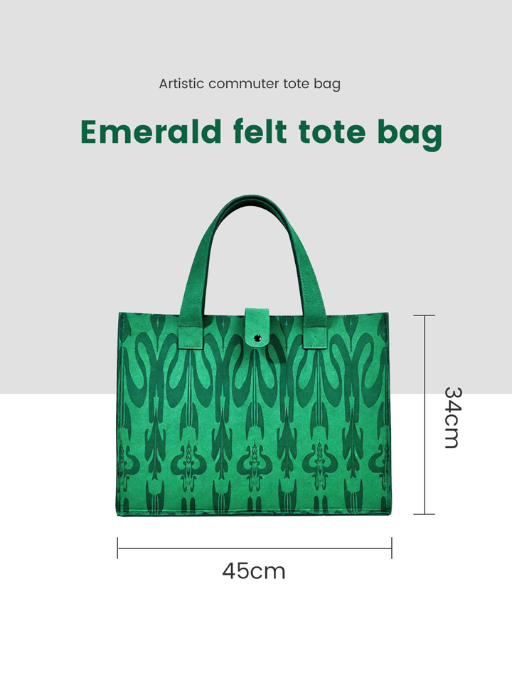 KUZNEY- Silk Printed Bags Felt Tote Bag