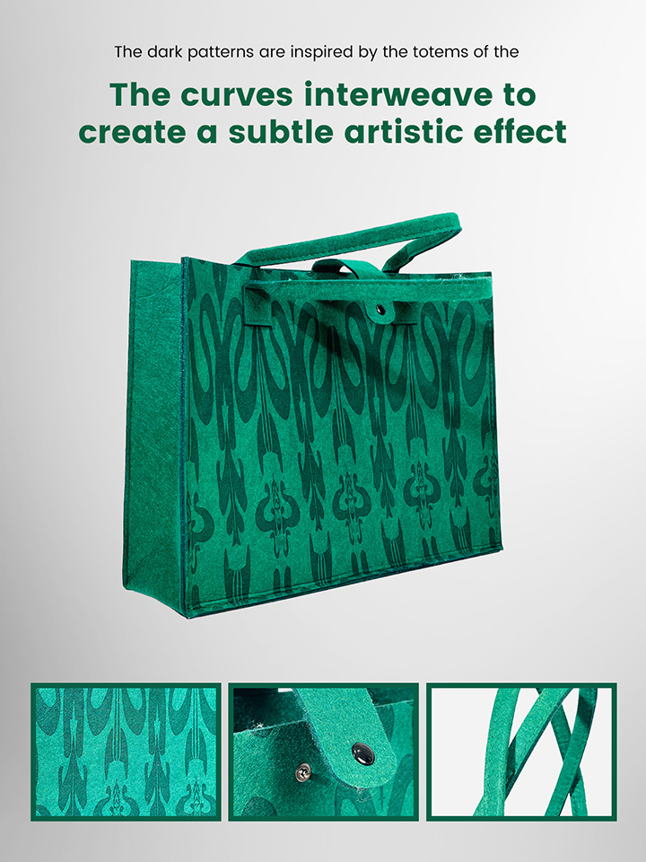 KUZNEY- Silk Printed Bags Felt Tote Bag