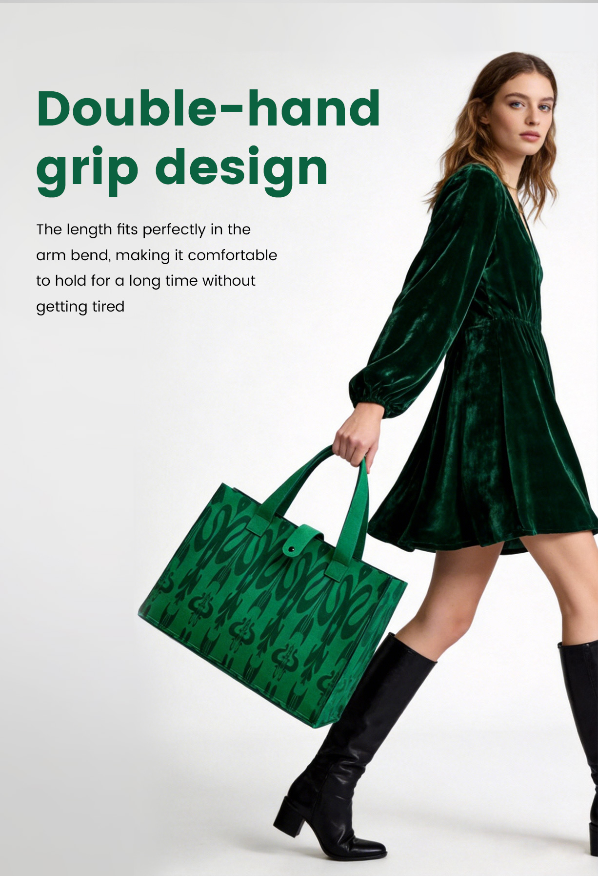 KUZNEY- Silk Printed Bags Felt Tote Bag