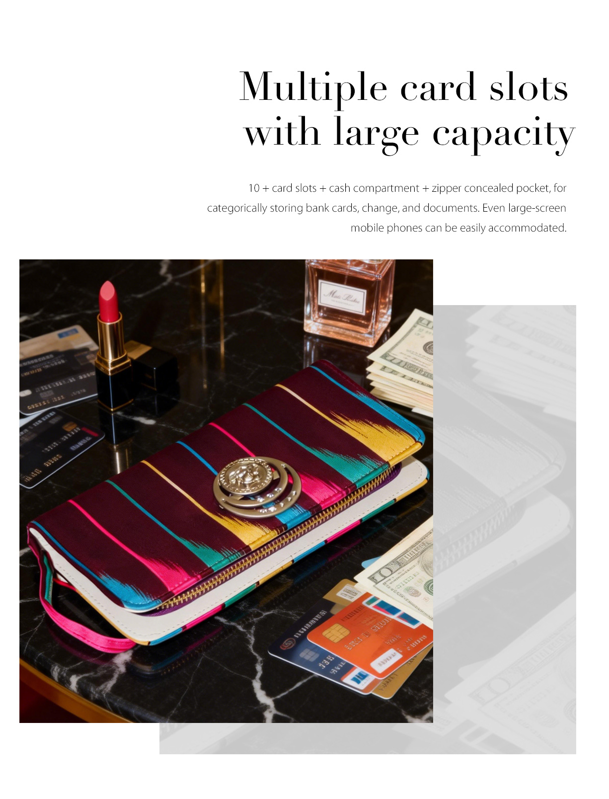 KUZNEY-Atlas Silk Made From Mulberry Silk,Hand-held Wallet