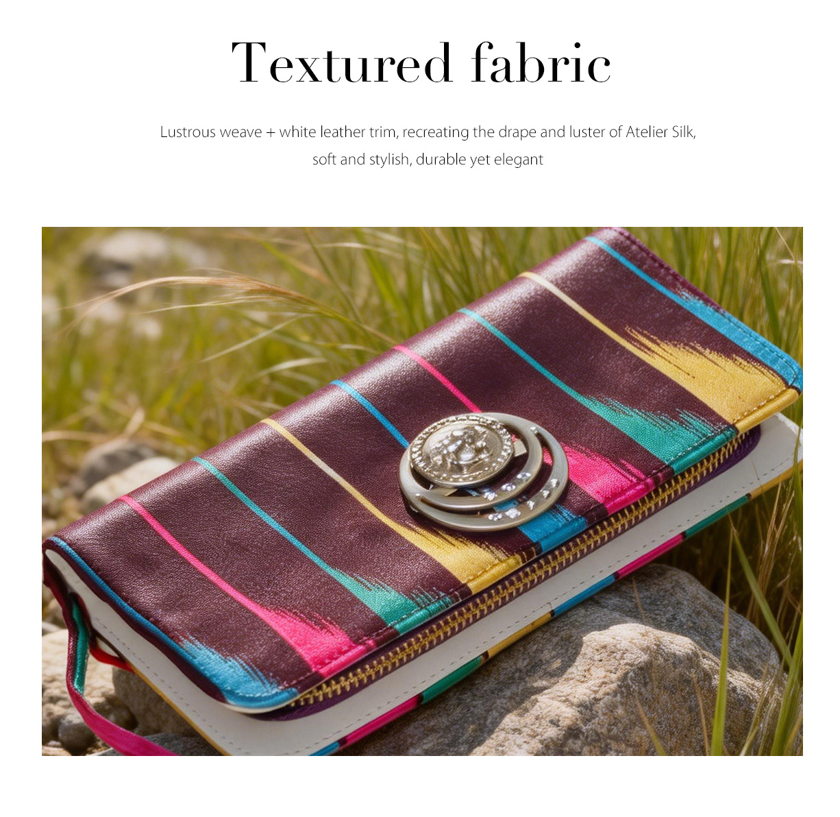 KUZNEY-Atlas Silk Made From Mulberry Silk,Hand-held Wallet