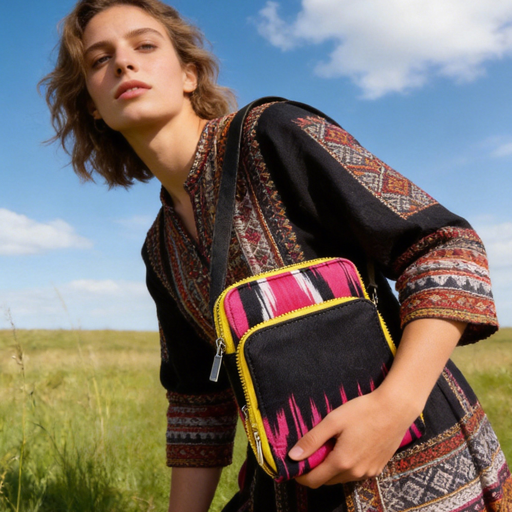 方包包1 KUZNEY-Atlas silk Made from mulberry silk, Double-layer wallet