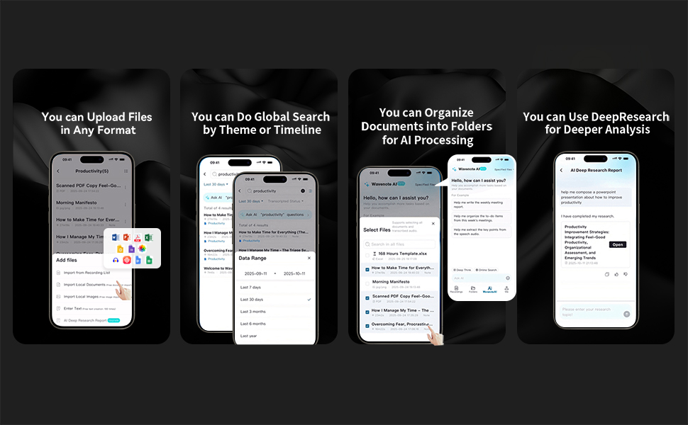 WaveNote AI Digital Recorder 36 Hours Of Continuous Recording Supports 112 Languages