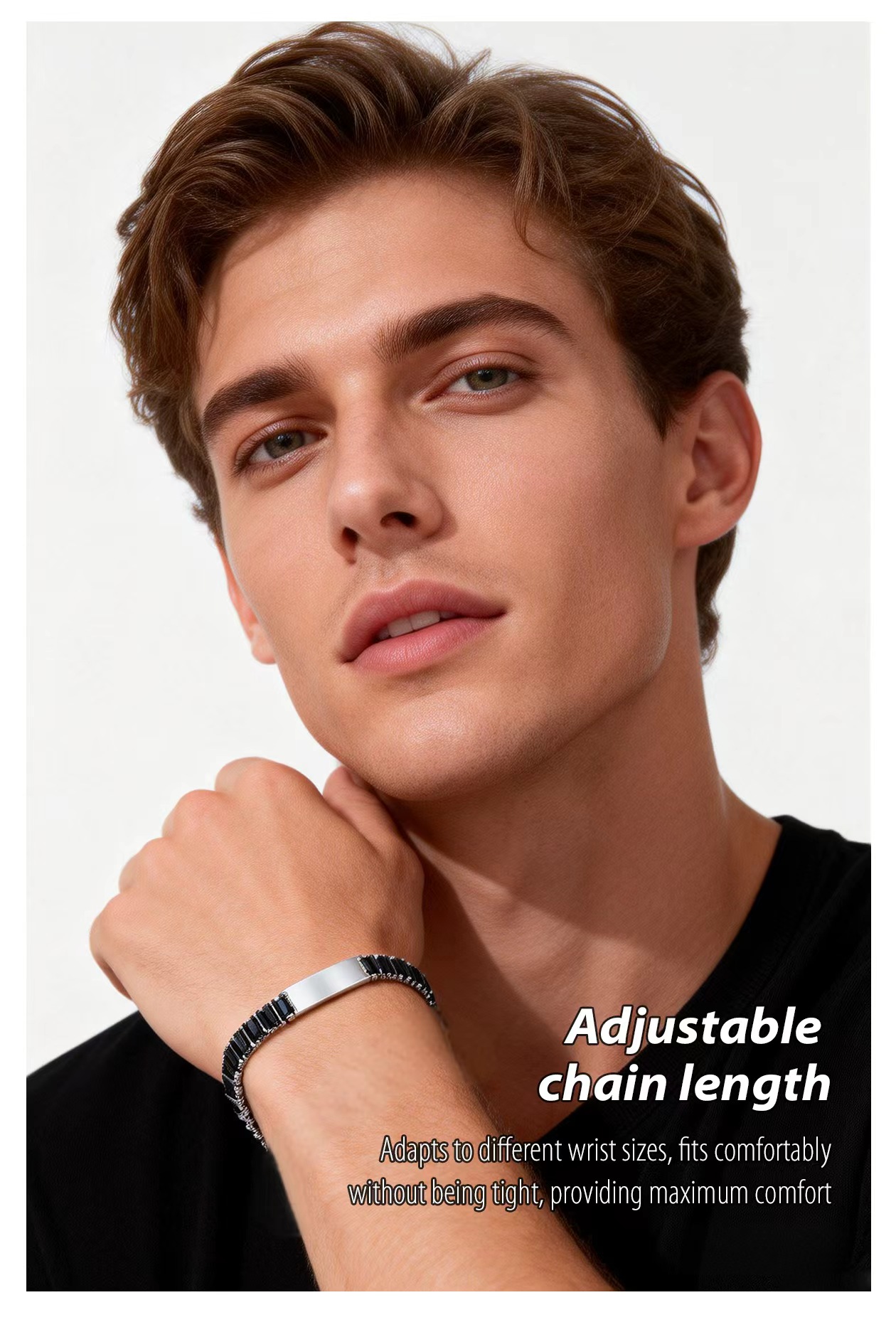 9mm Zircon-Set Bracelet Laser Engraving Available For Customization