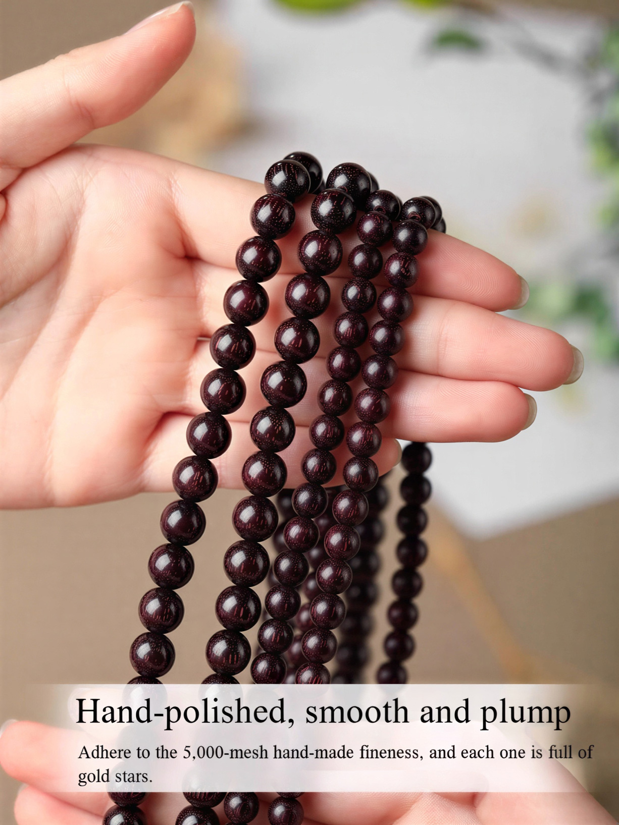 Indian Small Leaf Rosewood Bracelet With 108 Prayer Beads