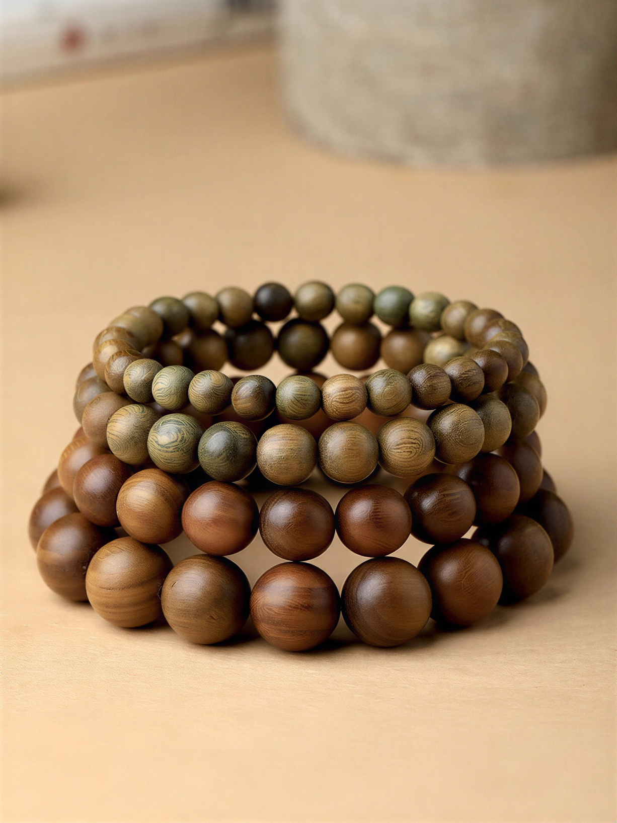 Green Sandalwood Bracelet/Wooden Bracelet Meditation Beads