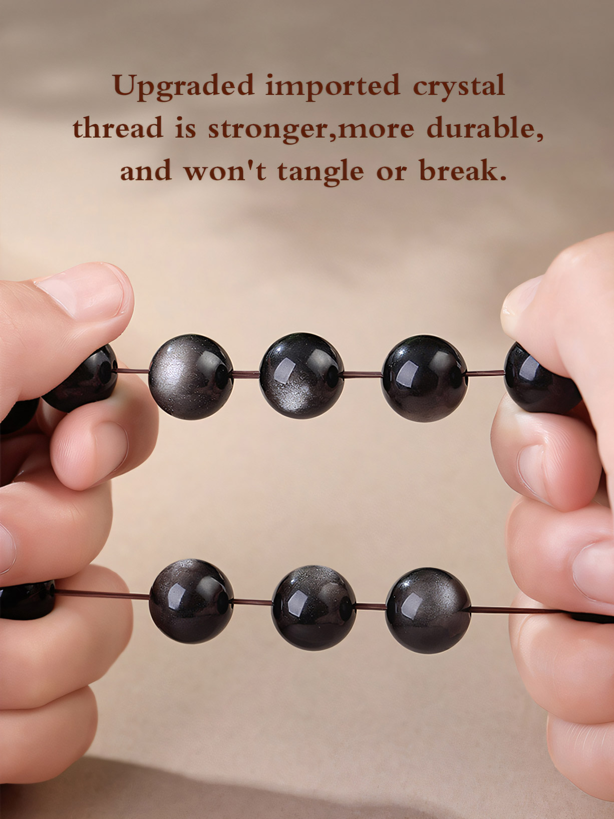 Natural Obsidian S999 Silver Lucky Beads Bracelet