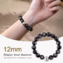 Natural Obsidian S999 Silver Lucky Beads Bracelet