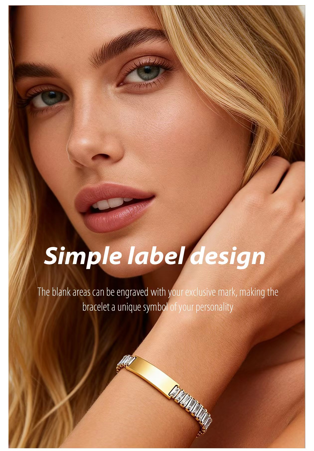 9mm Zircon-Set Bracelet Laser Engraving Available For Customization