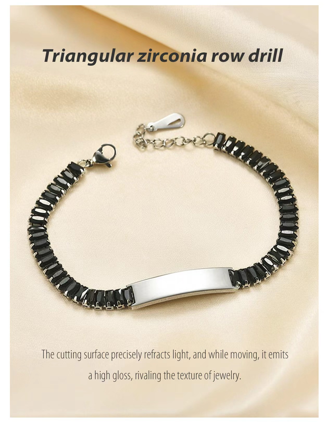 9mm Zircon-Set Bracelet Laser Engraving Available For Customization