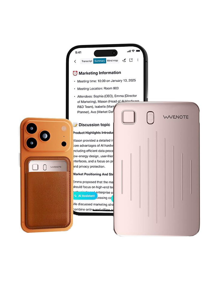 WaveNote AI Digital Recorder 36 Hours Of Continuous Recording Supports 112 Languages