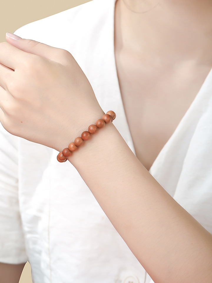 Meditation Prayer Beads Peach Wood Bracelet