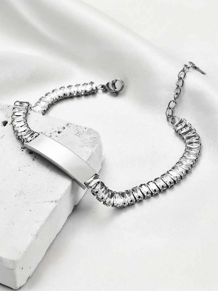 9mm Zircon-Set Bracelet Laser Engraving Available For Customization