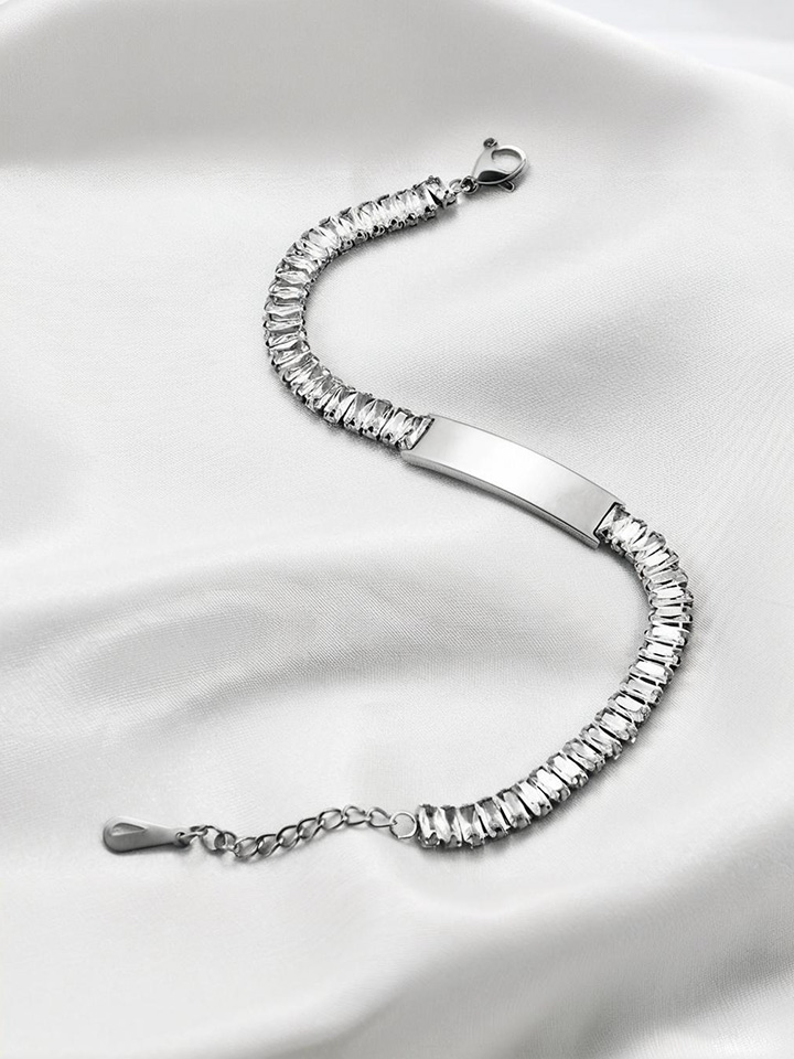 9mm Zircon-Set Bracelet Laser Engraving Available For Customization