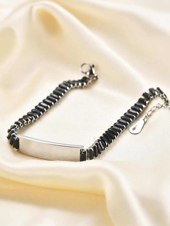 9mm Zircon-Set Bracelet Laser Engraving Available For Customization