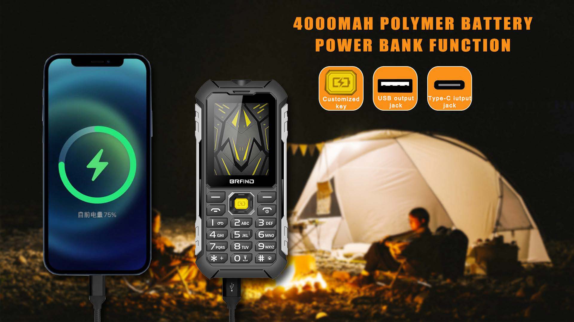 HP220 48MB+128MB 4000mAh 2.4 Inch Rugged Phone Feature Phone