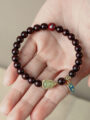 Small-Leaf Red Sandalwood And Hetian Jade Gourd Bracelet/Beads Wooden Bracelets