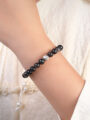 Natural Obsidian S999 Silver Lucky Beads Bracelet