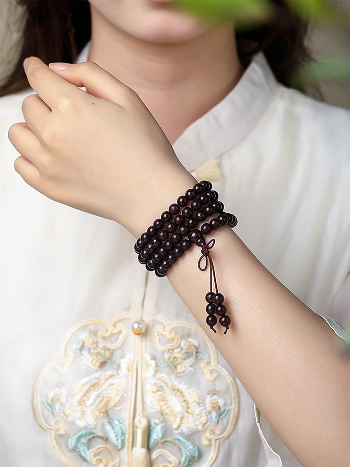 Indian Small Leaf Rosewood Bracelet Buddhist Beads And Prayer Beads Bracelet