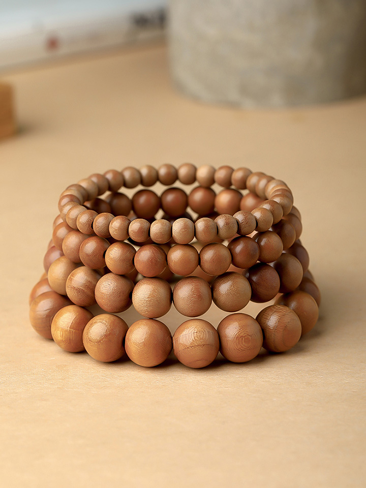 Meditation Prayer Beads Peach Wood Bracelet