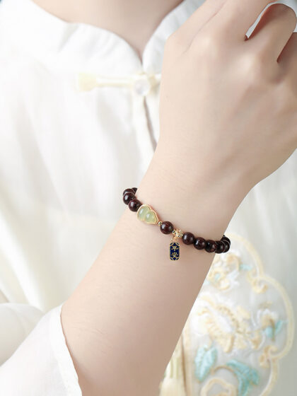Small-Leaf Red Sandalwood And Hetian Jade Gourd Bracelet/Beads Wooden Bracelets