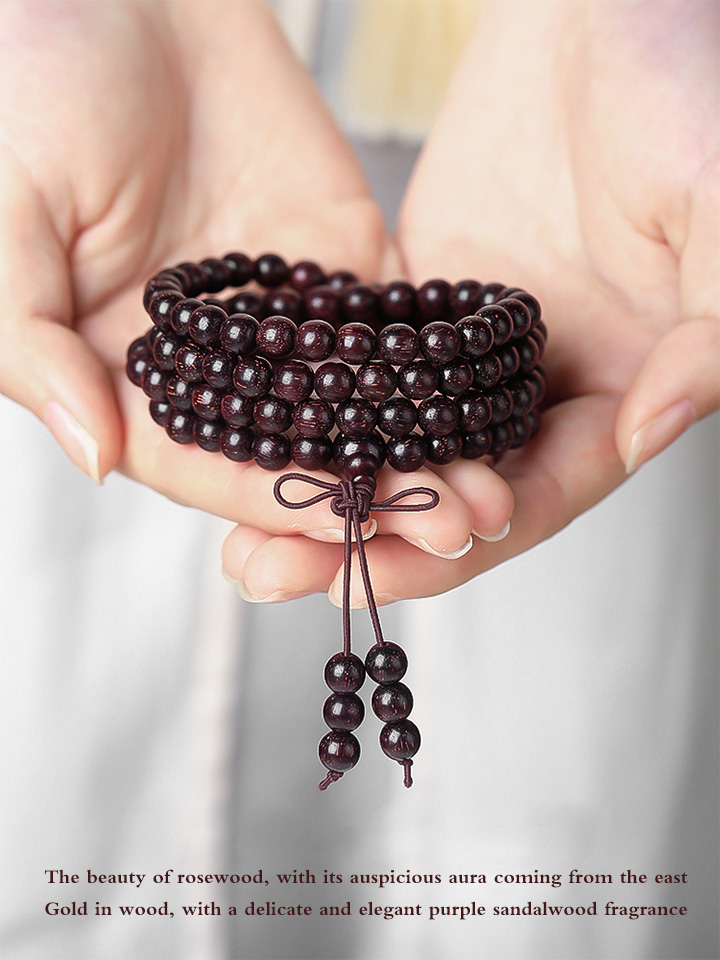 Indian Small Leaf Rosewood Bracelet Buddhist Beads And Prayer Beads Bracelet
