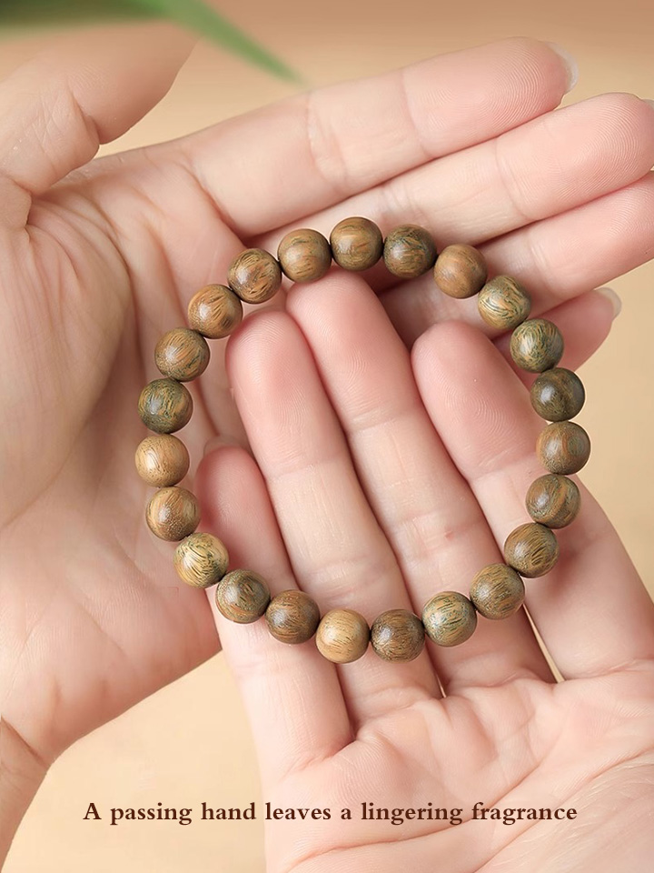 Green Sandalwood Bracelet/Wooden Bracelet Meditation Beads
