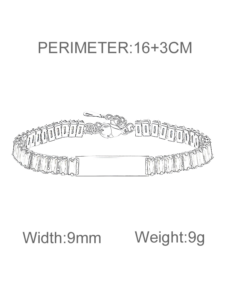 9mm Zircon-Set Bracelet Laser Engraving Available For Customization