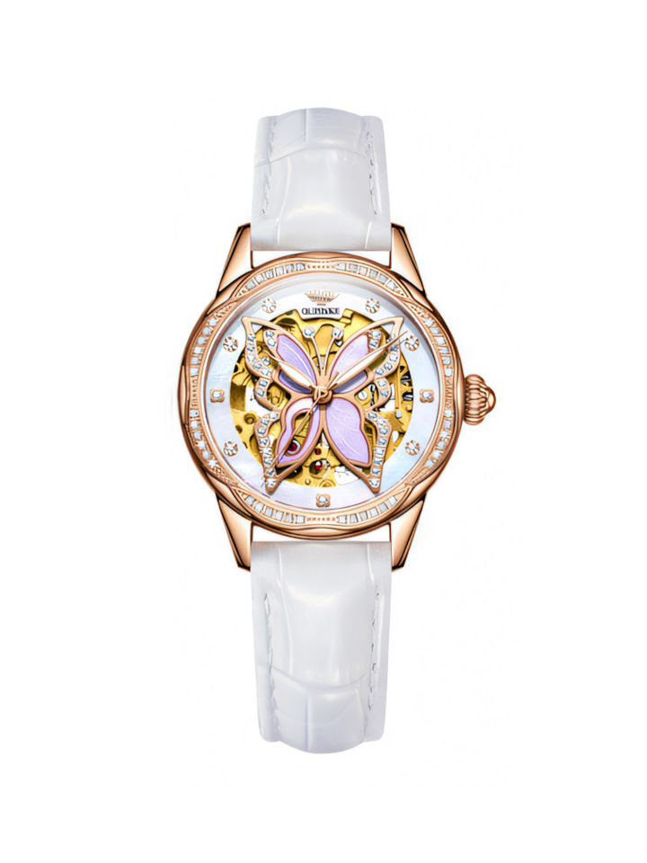 Skeletonized Waterproof Diamond-Set Mechanical Watch