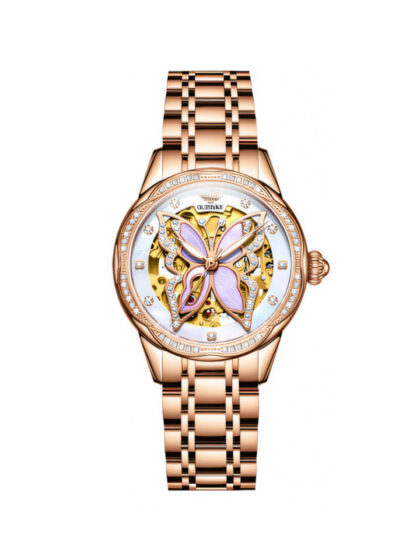 Skeletonized Waterproof Diamond-Set Mechanical Watch