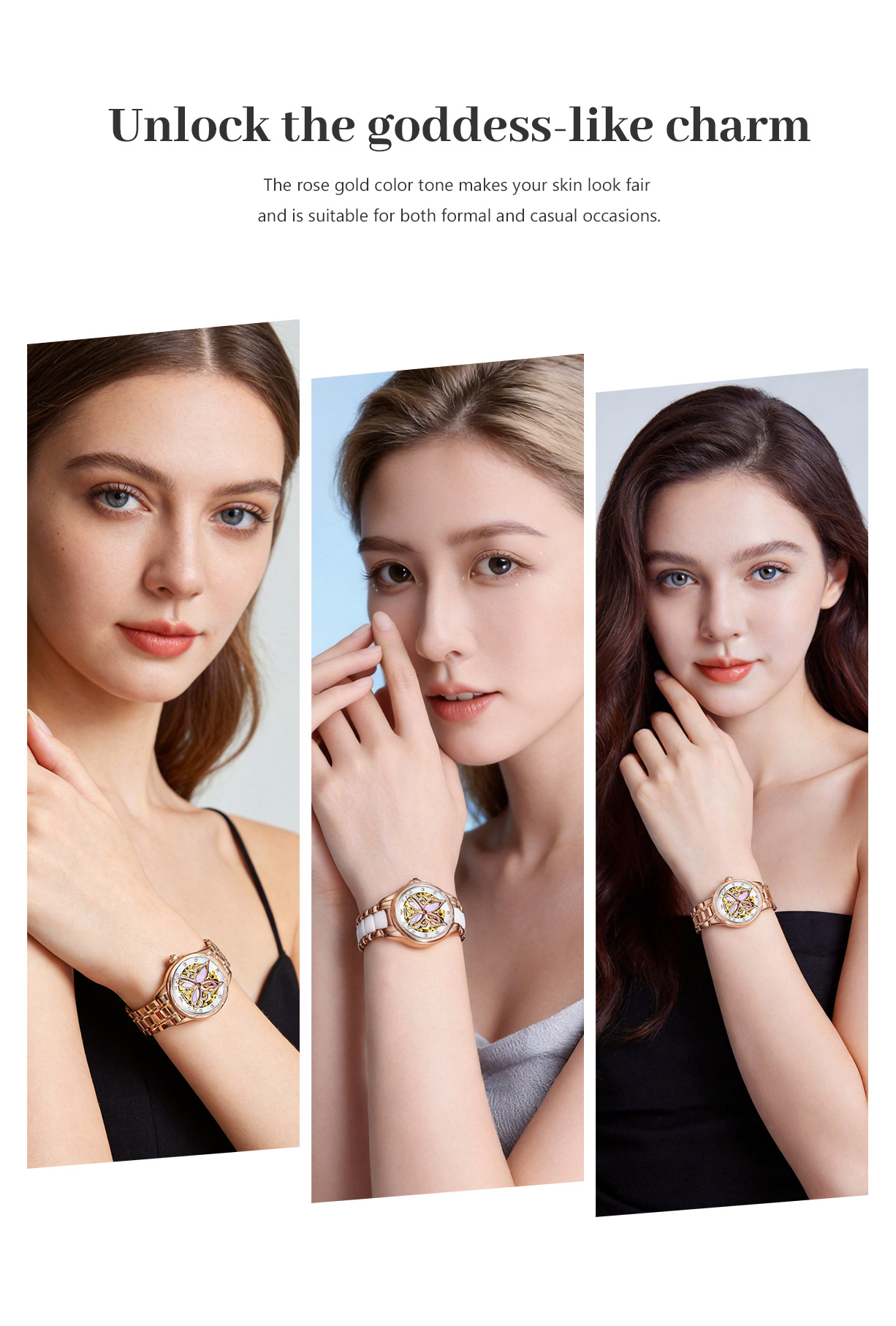 Skeletonized Waterproof Diamond-Set Mechanical Watch