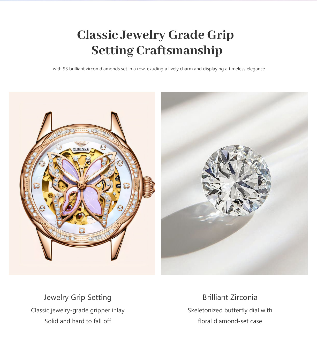 Skeletonized Waterproof Diamond-Set Mechanical Watch