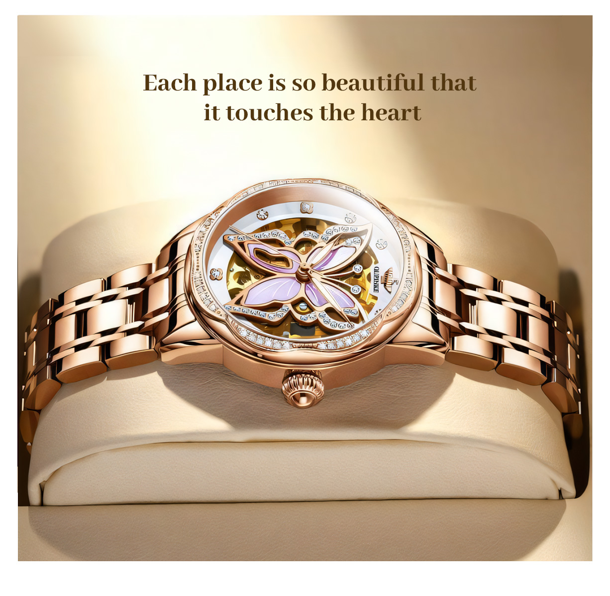 Skeletonized Waterproof Diamond-Set Mechanical Watch