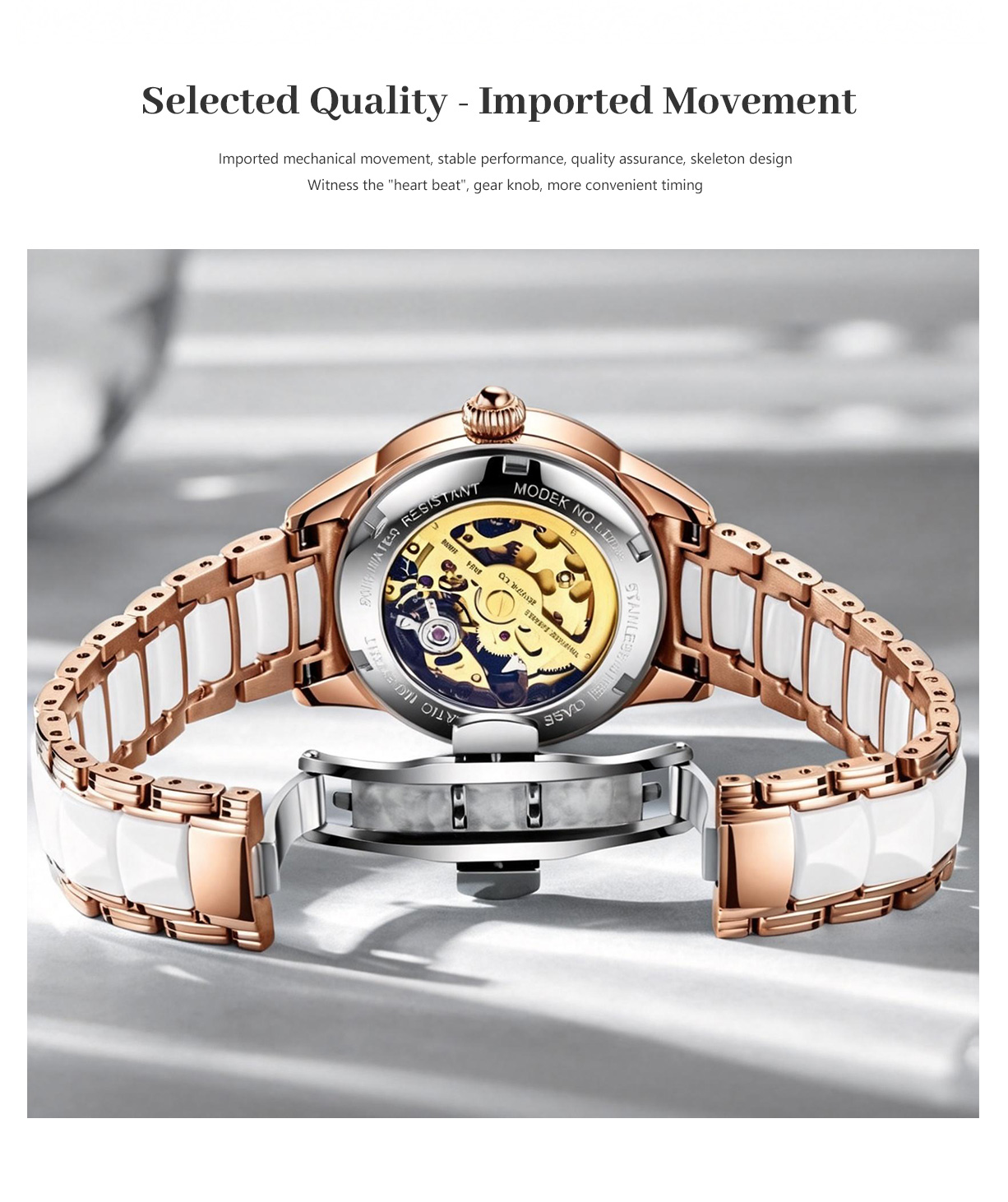 Skeletonized Waterproof Diamond-Set Mechanical Watch