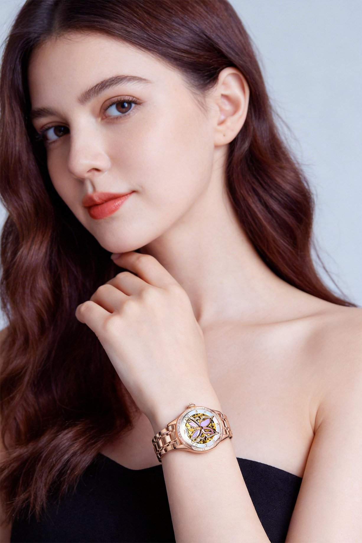 Skeletonized Waterproof Diamond-Set Mechanical Watch