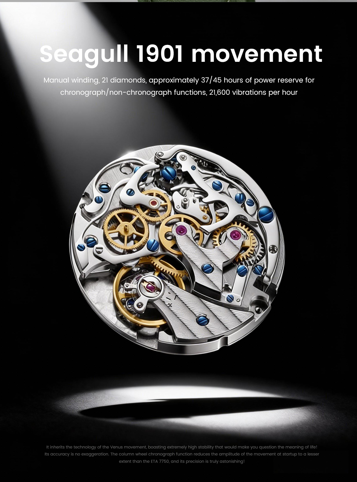 38 mm Seagull 1963 Original ST1901 Movement Chronograph Mechanical Wristwatchs