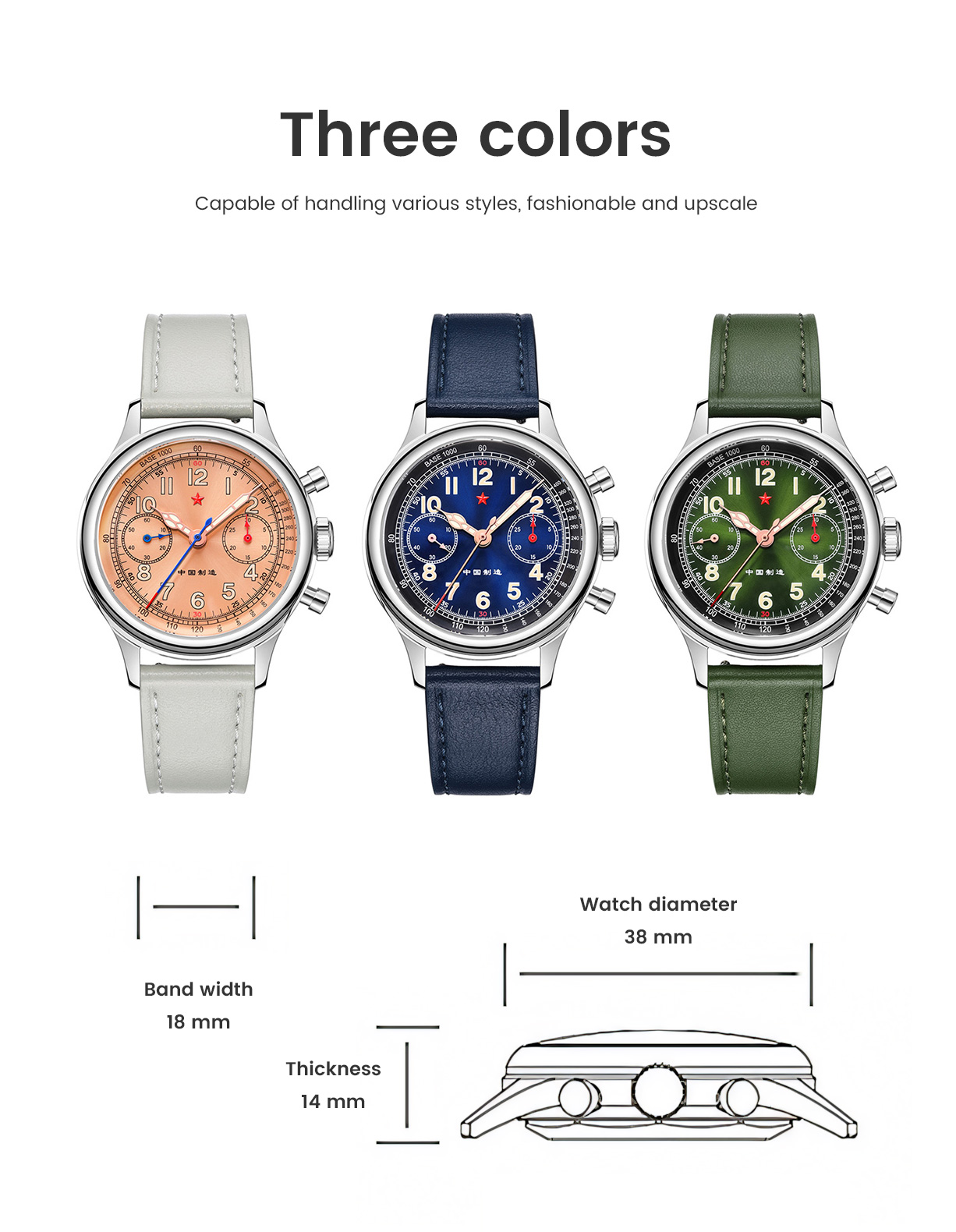 38 mm Seagull 1963 Original ST1901 Movement Chronograph Mechanical Wristwatchs