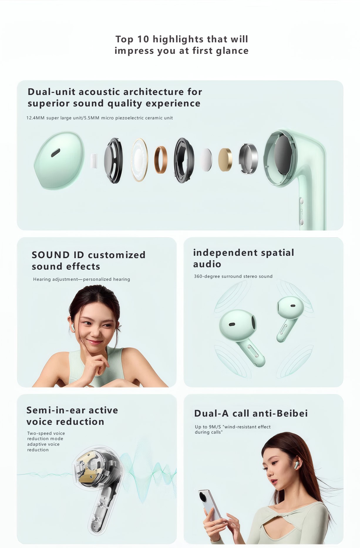 RedMi Buds 7S Flagship dual-unit architecture, half in-ear active voice reduction - 32H super long lay-up
