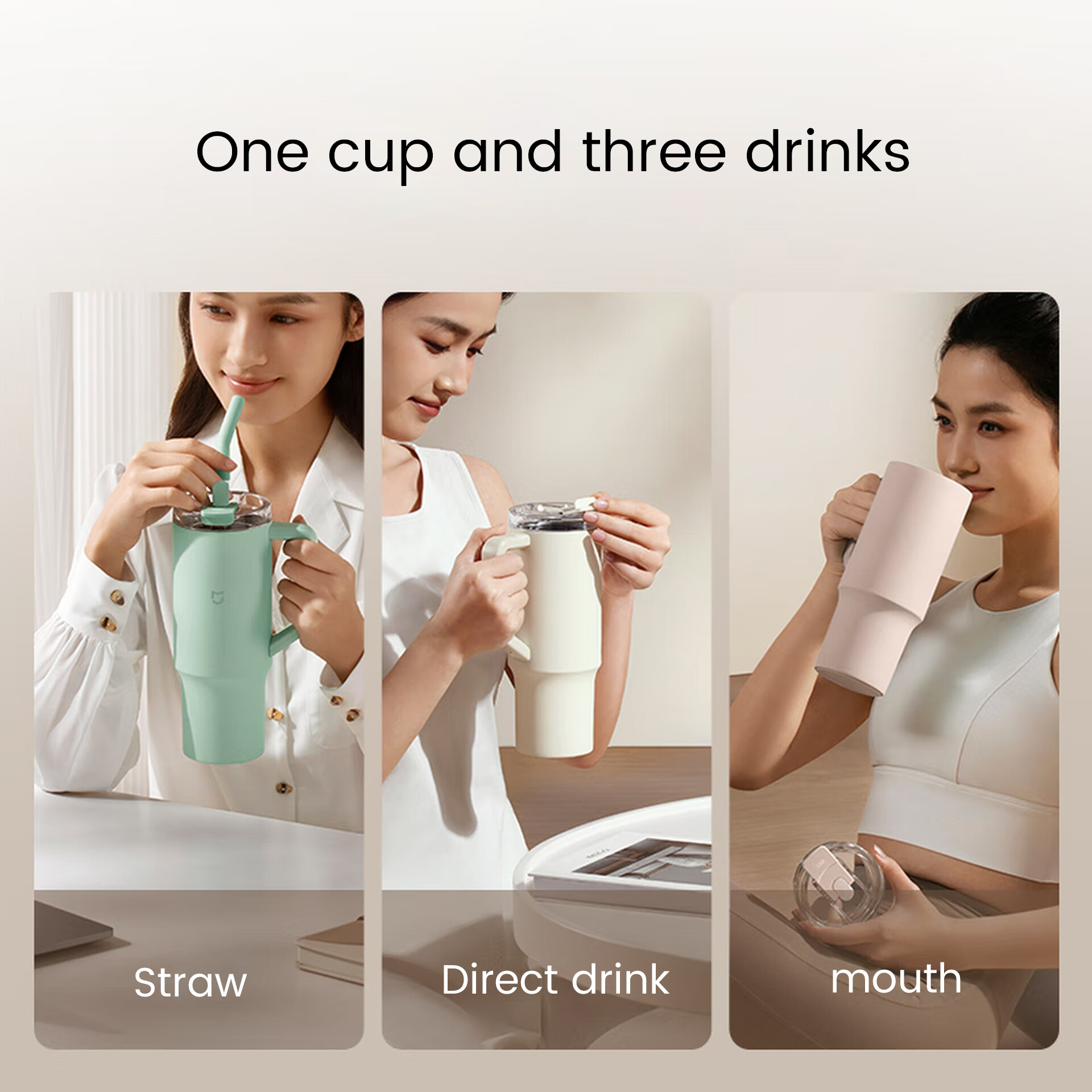 Straw Cups 1L Enjoy A Large Capacity, Drink As Much As You Like In A Cup Of Three Drinks